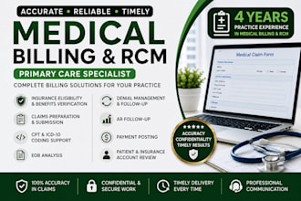 medical billing, claims, ar follow up and complete rcm