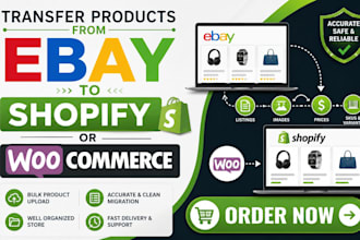 transfer products from ebay to shopify or woocommerce