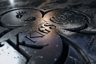 create 3d metal rain logo intro