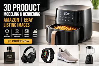 do 3d product modelling, 3d rendering and design amazon listing images, ebay