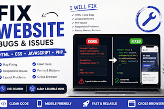 fix HTML CSS javascript bugs and responsive website issues