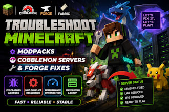 troubleshoot minecraft modpacks, repair cobblemon servers, and fix forge
