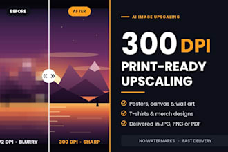 upscale ai artwork or images to 300 dpi print ready high resolution