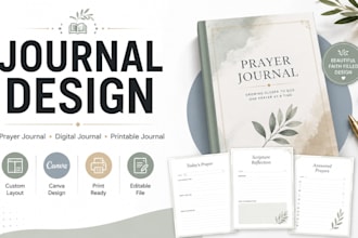 format journals, prayer journals and digital journals in canva