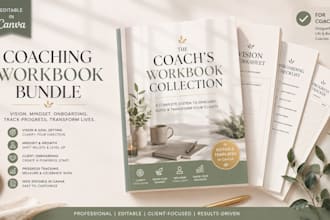 canva editable vision mindset, onboarding workbook for life and business coaches