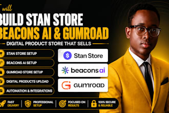 build stan store, beacons ai, gumroad digital product store, funnel, SEO