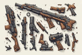 create weapon design and illustration