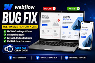 fix webflow bugs, webflow responsive issues and website errors