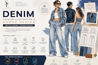 create professionally exclusive denim fashion illustrations and range designs