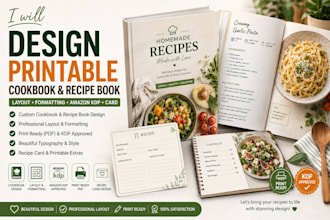 design printable cookbook recipe book cookbook layout formatting amazon KDP card