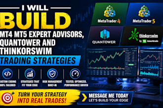 build mt4, mt5 expert advisors, quantower and thwinkorswim trading strategies