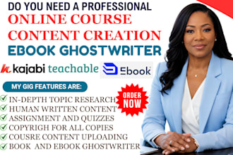 create ebook, online course content, course content creation, ebook ghostwriter
