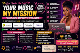 be music manager,fix and distribute your music using distrokid, tunecore