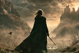 create cinematic dark fantasy book cover design