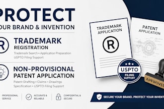 do trademark registration, draft and file non provisional patent application