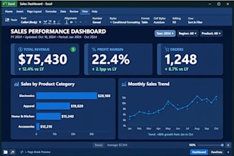 build excel dashboard with vba, python and data analysis