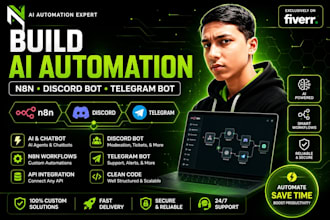 build n8n automation, ai chatbot, discord and telegram bot