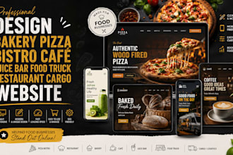 design bakery pizza bistro café juice bar food truck restaurant cargo website