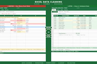 clean, format and organize excel data for accurate analysis