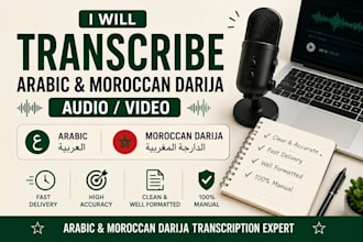 transcribe arabic and moroccan darija audio and video