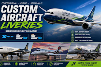 design custom livery for xplane and msfs 2020 and 2024 for flight simulation