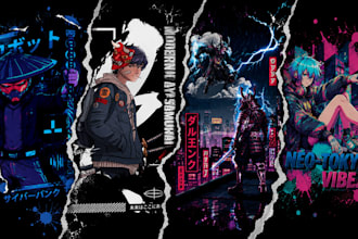 design custom anime, cyberpunk and streetwear tshirt designs