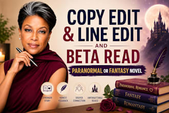 beta read copy edit your paranormal romance manuscript fantacy novel book editor