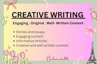 write creative and original stories, essays and articles
