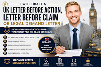 draft a UK letter before action, letter before claim or legal demand letter