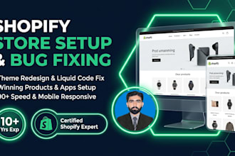 fix shopify bugs redesign shopify and new shopify store setup