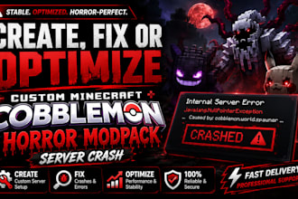 create, fix or optimize custom minecraft cobblemon horror modpack server crash