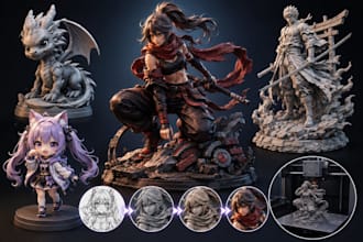 sculpt custom 3d character model, mascot, chibi, statue for 3d printing