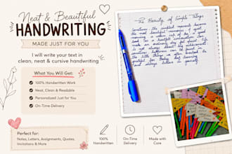 write your text in beautiful neat cursive handwriting