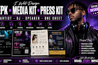 design an epk, media kit, dj press kit, speaker kit, or artist one sheet