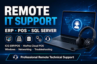provide remote IT support, erp, sql server and pos troubleshooting