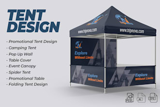 design canopy tent, table cover, standee and flag printable