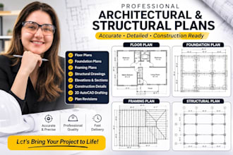 do 2d floor plan, foundation plan, framing and structural plan