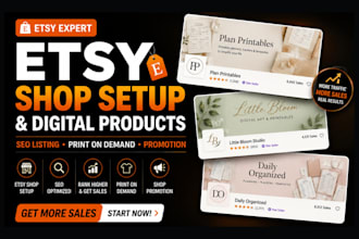 setup etsy digital product, etsy shop, etsy print on demand, etsy seo listing