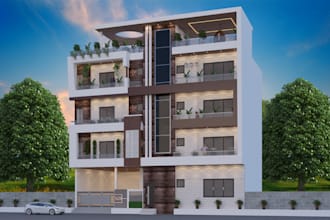 design photorealistic 3d exterior elevation rendering