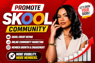 promote skool community, skool credit repair, skool online community marketing