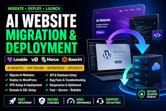 migrate deploy lovable v0 manus base44 ai website app design wordpress vps hosts