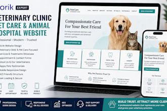 create dorik design duda veterinary clinic pet care animal hospital website