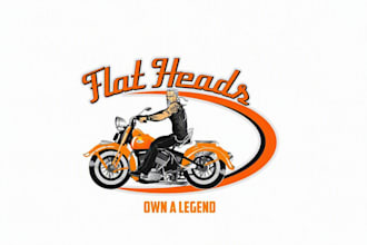 do custom motorcycle biker logo and illustration design