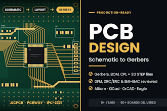 do pcb design schematic layout, electronics and embedded boards, 3d cad model