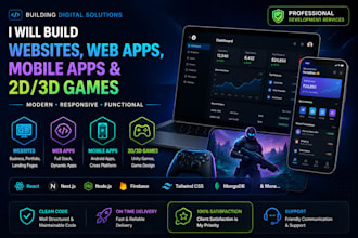 build websites, web apps, mobile apps and 2d 3d games