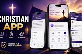 build christian bible study app, church app, prayer app, christian community app