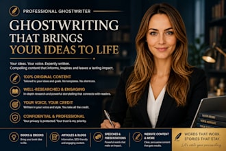 ghostwrite as your ghostwriter, ebook writer, ghost book writer for all books