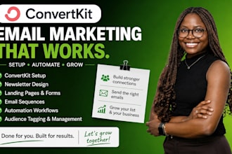 setup convertkit email marketing, newsletter, automation and landing page