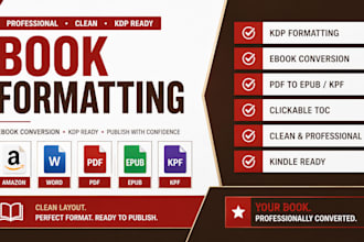 do book formatting for amazon KDP, ebook conversion, PDF to epub, kpf formatting