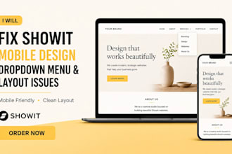 fix showit mobile design, dropdown menu, and fix showit website layout issues